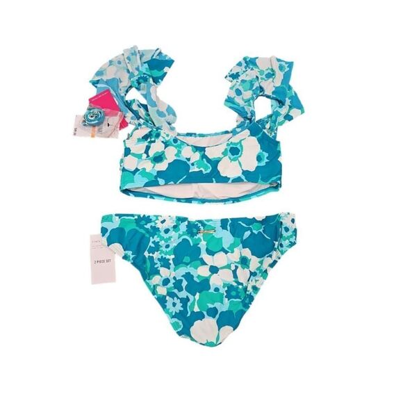 Vince Camuto Blue Floral Print Bikini Swimsuit Set Size S - Picture 5 of 6